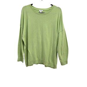 J Jill Women's XL.Green Long Sleeve Pullover Sweater Cotton Blend 4210